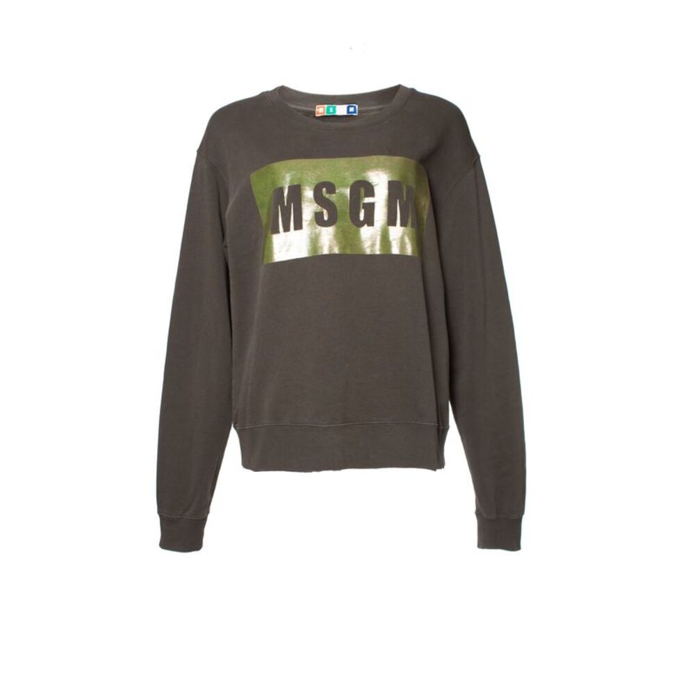 MSGM green box logo sweater with metallic print